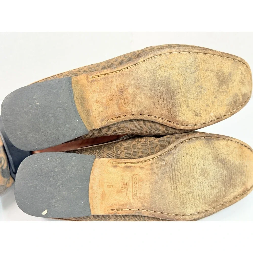 Coach Erika P328 Signature Canvas Mule Loafers Brown Women's 7.5B‎ Italy